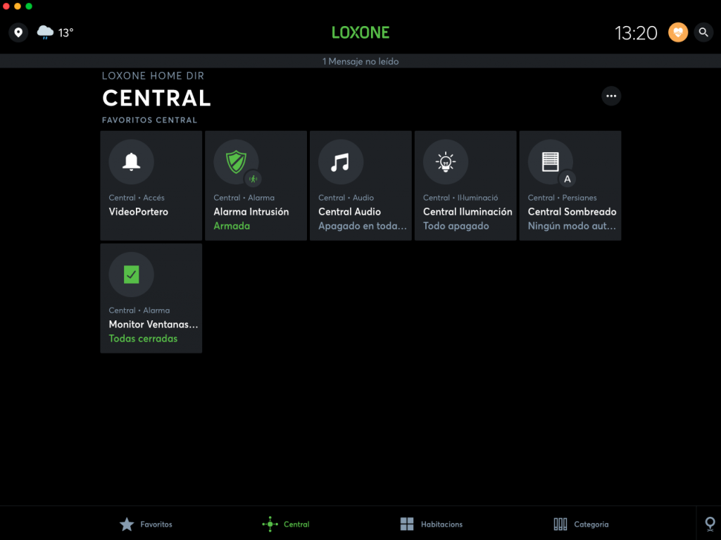 Panel central de control